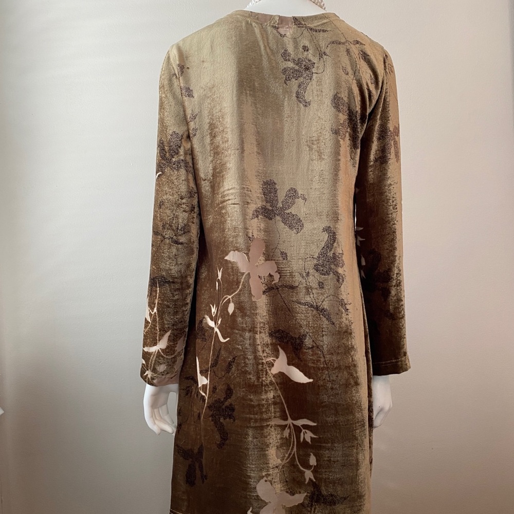 Oilily golden brown crushed velvet floral sheer cutout dress - Picture 6 of 7